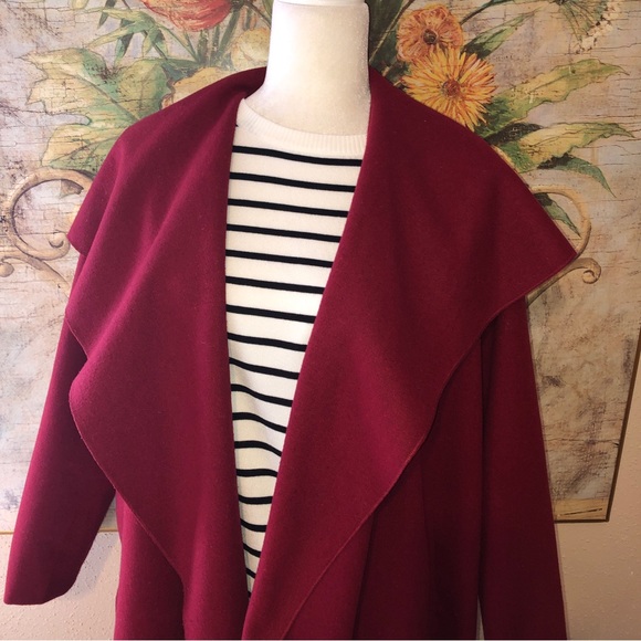 Sz M Chicwish Free Myself Woolblend Deep Red Coat - Picture 5 of 16